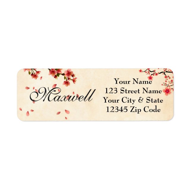Personalised pink floral return address labels (Front)