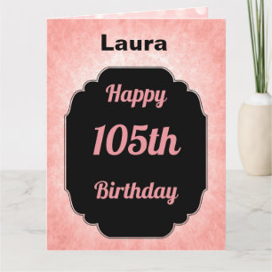 Personalised pink Happy 105th Birthday Card