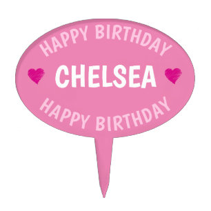 PERSONALISED PINK HEARTS CAKE TOPPER