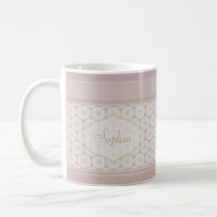 Personalised pink monogram name coffee mug