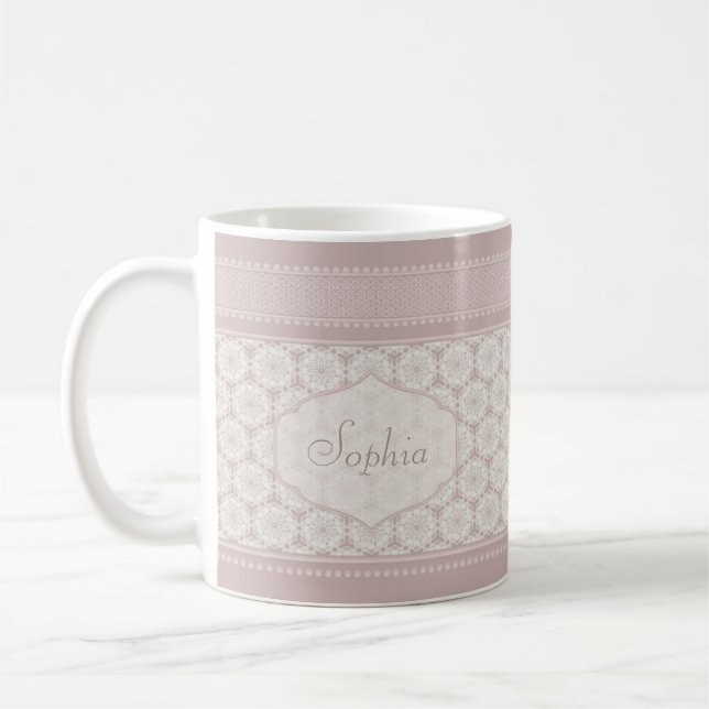  Personalised pink monogram name coffee mug (Left)