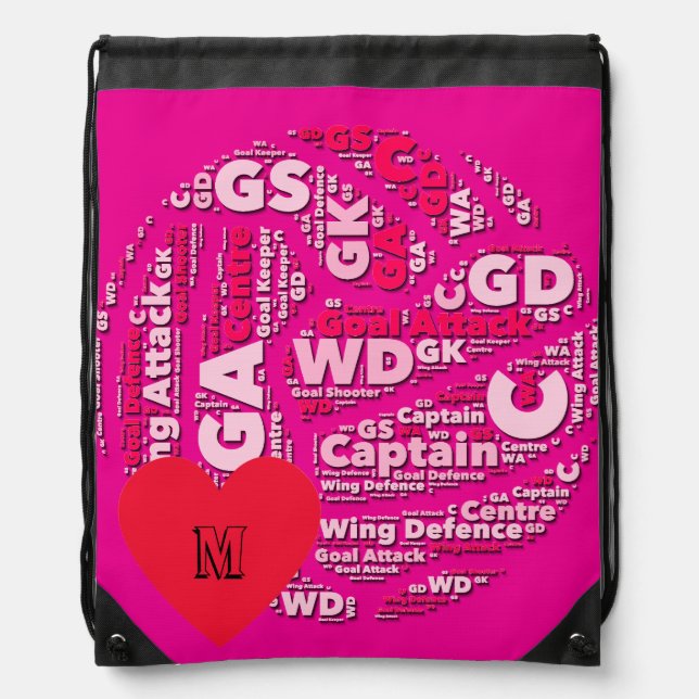 Personalised Pink Netball  Drawstring Bag (Front)