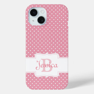 Personalised Pink Polka Dot  iPhone 15 Case