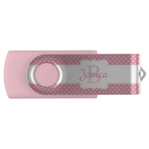Personalised Pink Polka Dot Flash Drive