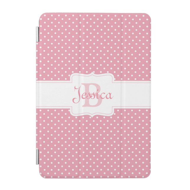 Personalised Pink Polka Dot  iPad Mini Cover (Front)