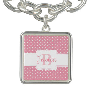 Personalised Pink Polka Dot Pattern Bracelet