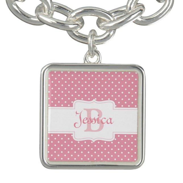 Personalised Pink Polka Dot Pattern Bracelet (Design)