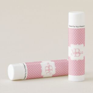 Personalised Pink Polka Dot Pattern Lip Balm