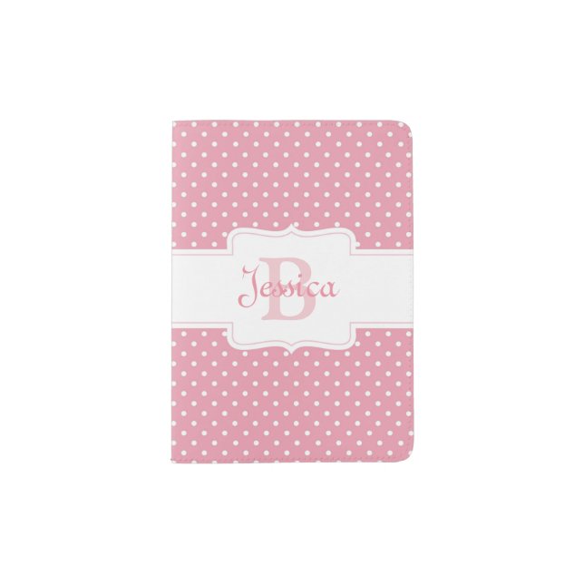 Personalised Pink Polka Dot Pattern Passport Holder (Front)