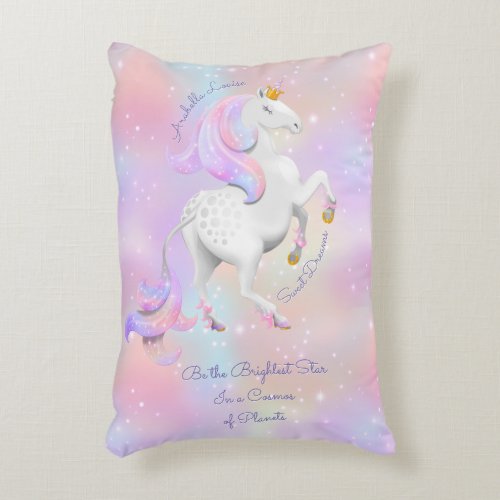 Personalised Pink Princess Unicorn Nursery Accent Pillow