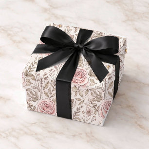 Personalised Pink Rose Wedding  Wrapping Paper Sheets