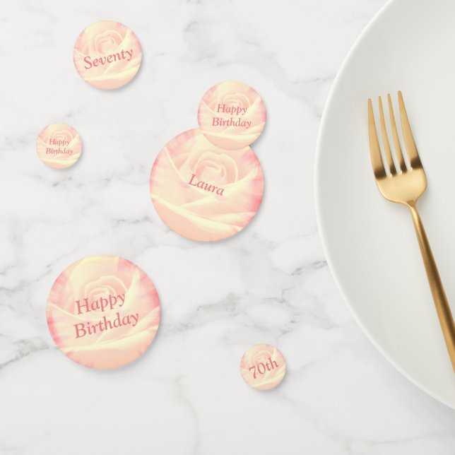Personalised Pink Roses 70th  birthday Confetti (Group)