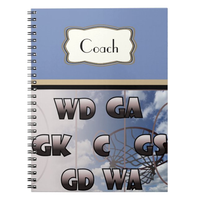 Personalised Player Positions Netball Coach Notebook (Front)