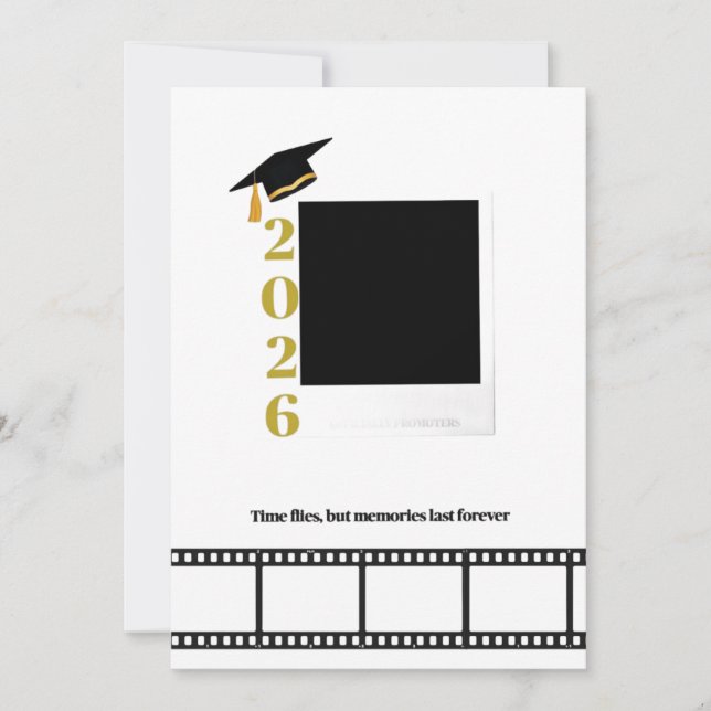 Personalised polaroid film roll photo graduation  invitation (Front)