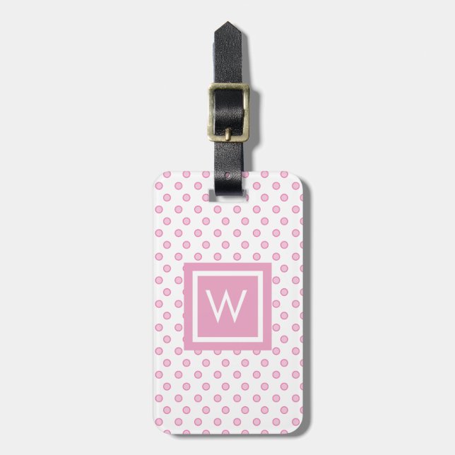 Personalised Polka Dot Monogram Luggage Tag (Front Vertical)