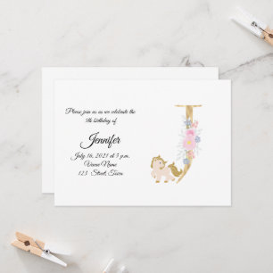 Personalised pony girly monogram  invitation