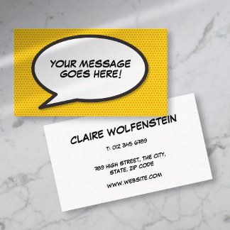 Personalised Pop Art Comic Book Speech Bubble Business Card