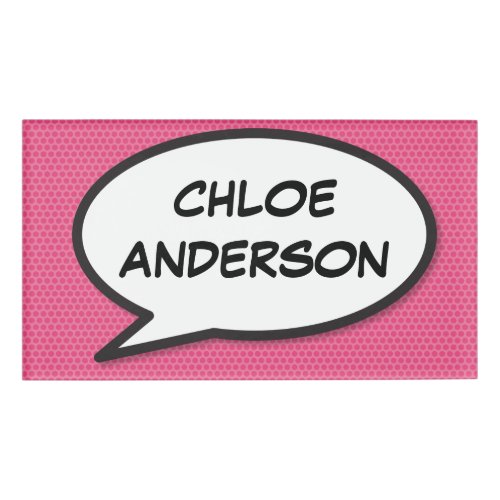 Personalised Pop Art Comic Book Speech Bubble Name Tag