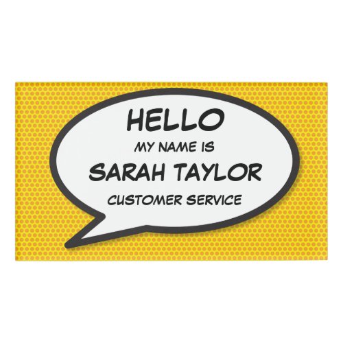 Personalised Pop Art Comic Book Speech Bubble Name Tag