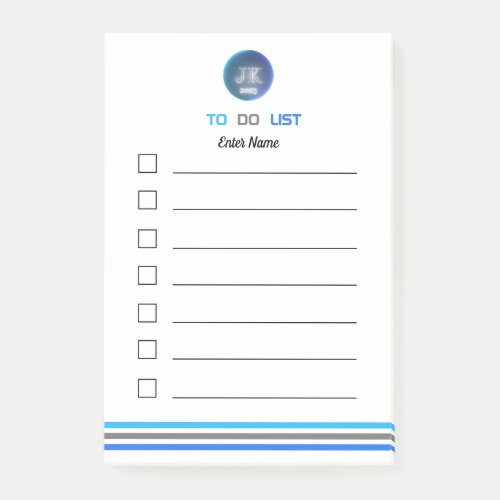 Personalised Post_it Notes To Do List 2023 JK Logo