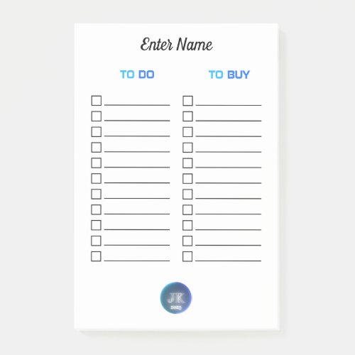 Personalised Post_it Notes To Do To Buy JK 2023