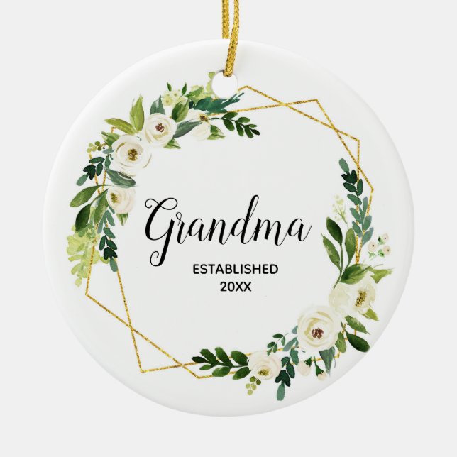 Personalised Pregnancy Announcement Floral Ceramic Ceramic Ornament (Front)