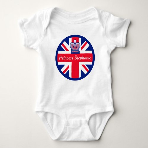 Personalised Princess Union Jack Baby Bodysuit