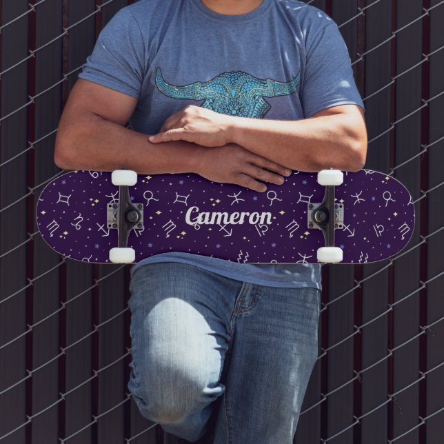Personalised Purple Astrology Skateboard (Outdoor 3)