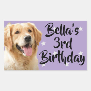 Personalised purple pet birthday favor stickers 