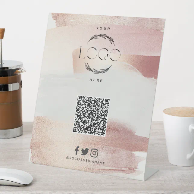 Personalised QR Code Scan to Follow Business Pedestal Sign | Zazzle