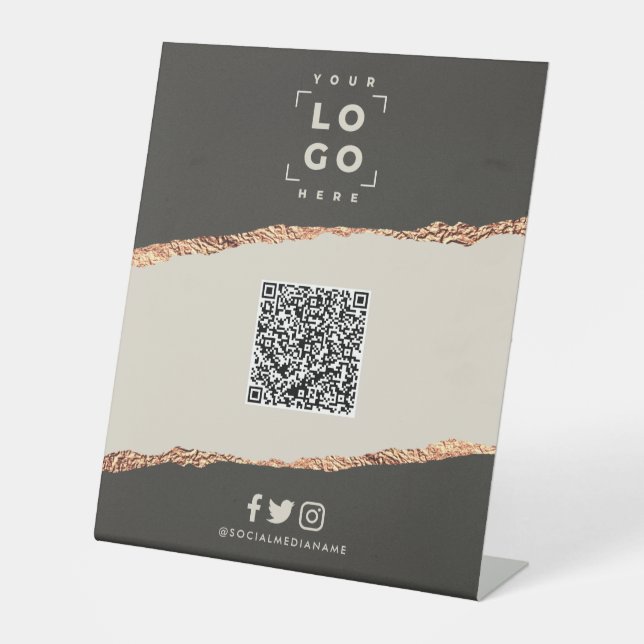 Personalised QR Code Scan to Follow Business  Pedestal Sign (Front)