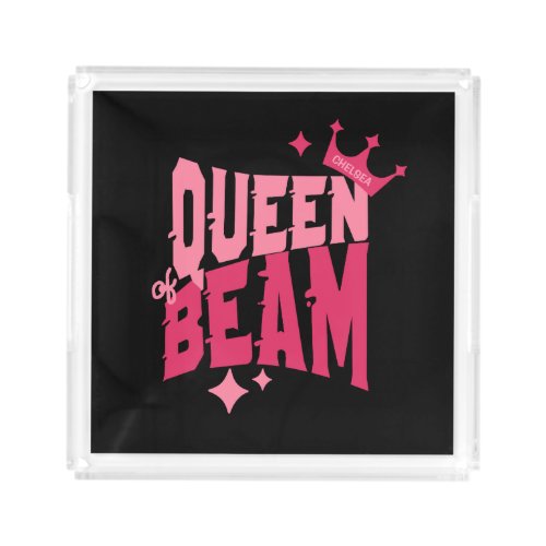 Personalised Queen of Beam Gymnast Black Acrylic Tray