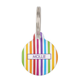 Personalised Rainbow Stripes Pet ID Tag