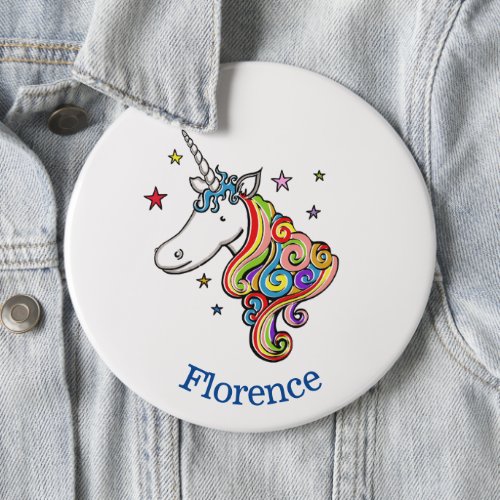 Personalised Rainbow Unicorn Button Badge