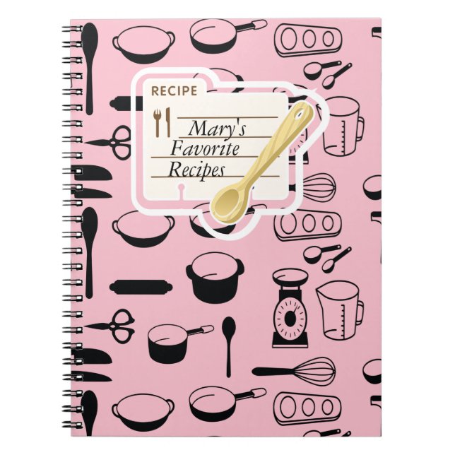 Personalised Recipe Book Black and White (Front)