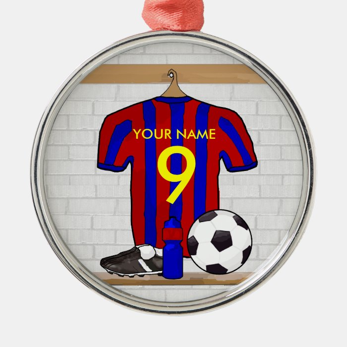 Personalised Red and blue football soccer Jersey Ornaments
