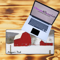 Personalised Red Barns in Snowy Farm Scene