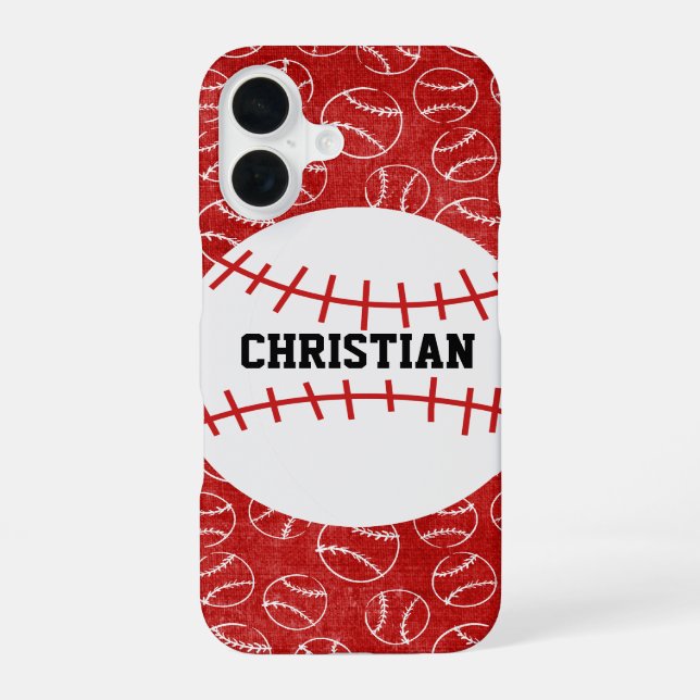 Personalised Red Baseball Pattern with Baseball Iphone Case (Back)