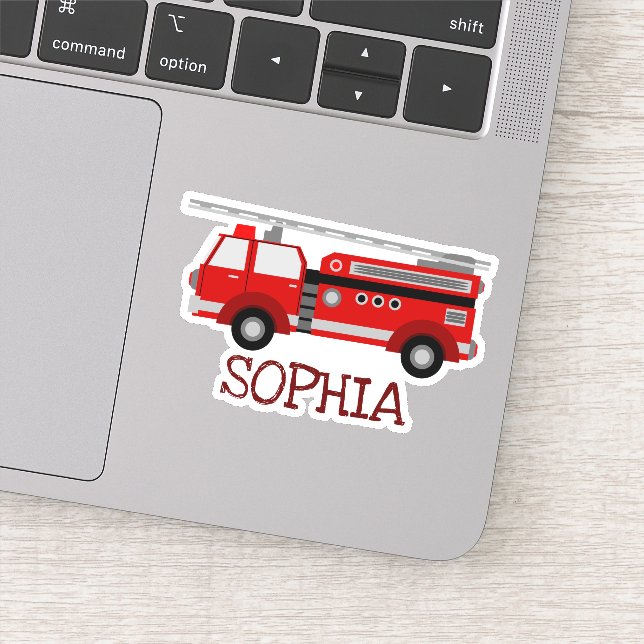 Personalised Red Firetruck Sticker (Detail)