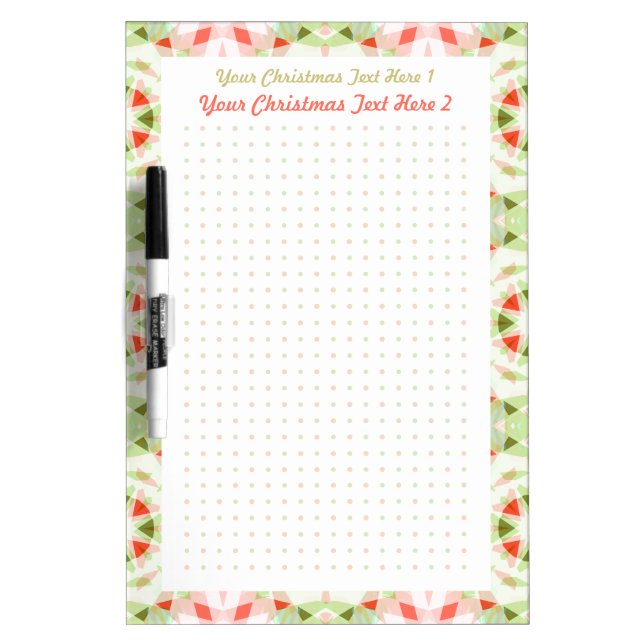 Personalised Red Green Dot Grid Christmas Planner Dry Erase Board (Front)