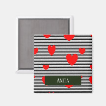 Personalised red hearts and stripes