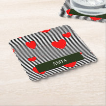 Personalised red hearts and stripes