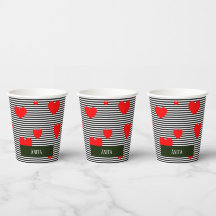 Personalised red hearts and stripes