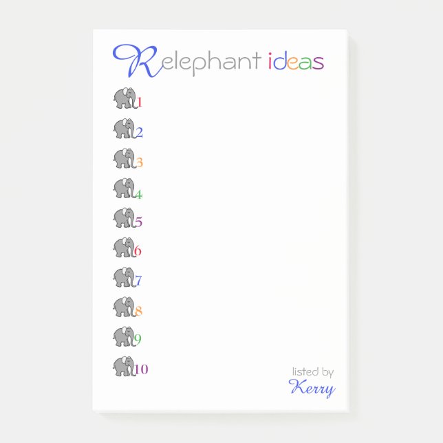 Personalised "RElephant" Creative Ideas Elephant Post-it Notes (Front)