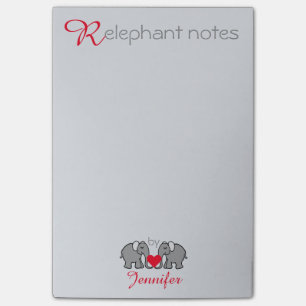 Personalised "RElephant Notes" Grey and Red Post-it Notes