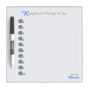 Personalised "RElephant" To-Do-List with Elephants Dry Erase Board