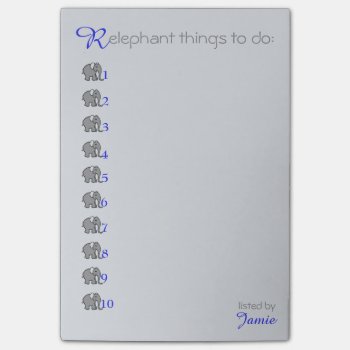 Personalised "relephant" To-do-list With Elephants Post-it Notes by EleSil at Zazzle