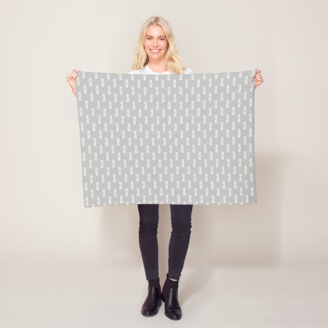 Personalised Repeating Name Light Gray Fleece Blanket (In Situ)