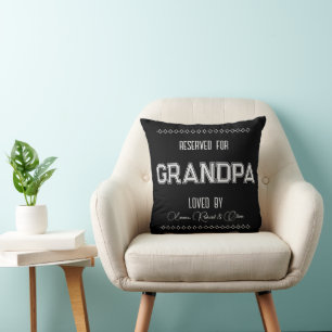 Personalised "Reserved For Grandpa" Throw Pillow