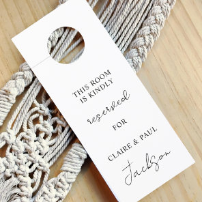 Personalised Reserved Room Minimalist Wedding Door Hanger